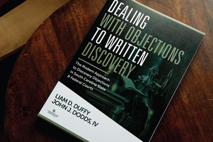 Image of the cover of Yarborough Applegate's new book, Dealing with Objections to Written Discovery by Liam Duffy and John Dodds IV