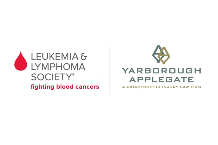 Logo for Leukemia & Lymphoma Society is on the left; logo for Yarborough Applegate law firm is on the right